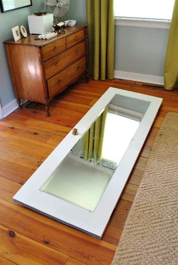 Framing Out A Mirror That's Mounted On A Door | Young House Love Mirror Door Makeover, Door Mirror Ideas, Guest Rooms Ideas, Mirror Makeover Diy, Mirror Molding, Ikea Mirror Hack, Mirror Hack, Diy Interior Doors, Door Makeover Diy