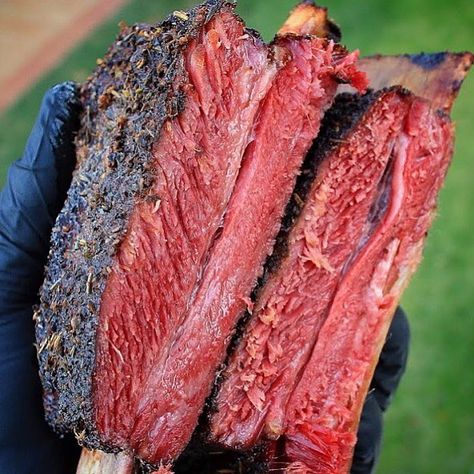 Pastrami Short Ribs. Smoked in the Weber Kettle. So good! Pastrami Pork Ribs, Pastrami Beef Ribs, Pastrami Ribs, Pastrami Brine Recipe, Smoked Pastrami Recipe, Pastrami Recipe, Bbq Beef Ribs, Lunch Meat Recipes, Smoked Beef Ribs