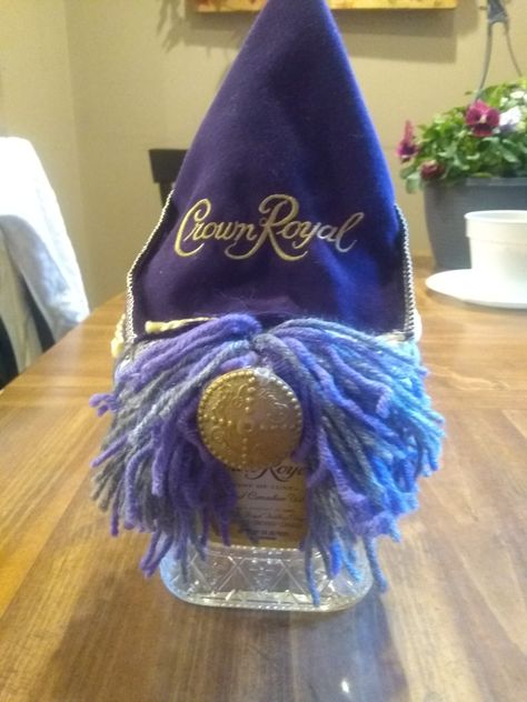 Crown Royal Gnome, Crown Royal Diy, Crown Bottles, Gnome Projects, Crown Bag, Crown Royal Crafts, Crown Royal Quilt, Craft Nights, Crown Bottle