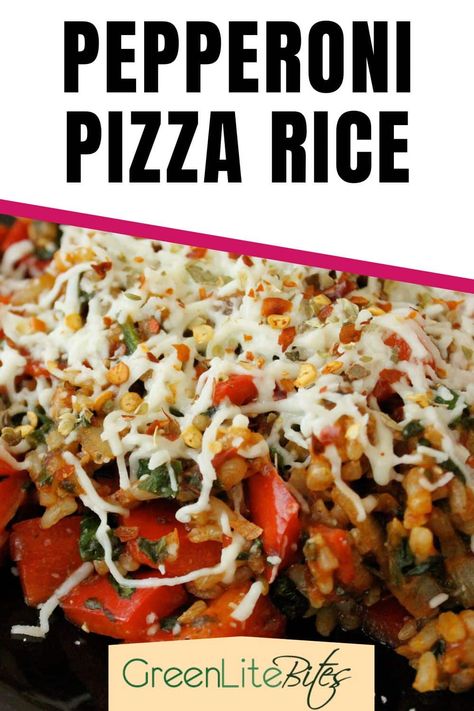 Pizza Rice Casserole, Italian Rice Recipes, Pizza Rice, Leftover Rice Recipes, Pepperoni Recipes, Italian Rice, Supreme Pizza, Turkey Pepperoni, Raw Spinach