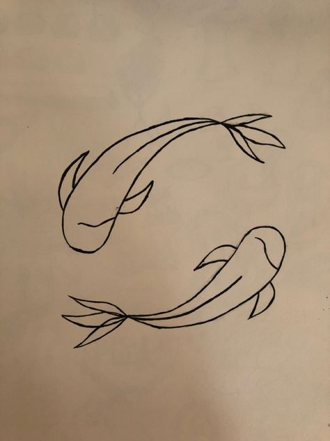 Koi Fish Drawing Simple, Fish Drawing Simple, Fish Outline, Coy Fish, Koi Fish Drawing, Fish Drawing, Tattoo Henna, Doodles Drawings, Two Fish