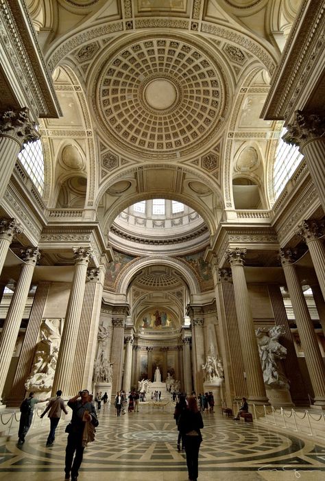 1000 words for France: Pantheon interior Pantheon Paris, Sculptural Ring, France Aesthetic, The Pantheon, Cathedral Architecture, Neo Classic, Barcelona Cathedral, Interior Architecture, Black And Grey