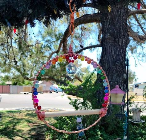 Hummingbird Swing Small Bird Swing Hummingbird Perch Swing | Etsy Hummingbird Perch, Dream Garden Backyards, Bird Feeding Station, Pretty Crafts, Craft Booth Displays, Tree Swing, Chandelier Crystal, Humming Bird, Humming Bird Feeders