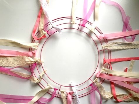 Make a Ribbon Mobile - Windsock - My Bright Ideas Ribbon Hanging From Trees, Diy Windsock, Diy Wind Sock, Ribbon Hanging Ideas Horse, Ribbon Windsock, Ribbon Swirl Chandelier, Chandelier Video, Ribbon Mobile, Ribbon Chandelier