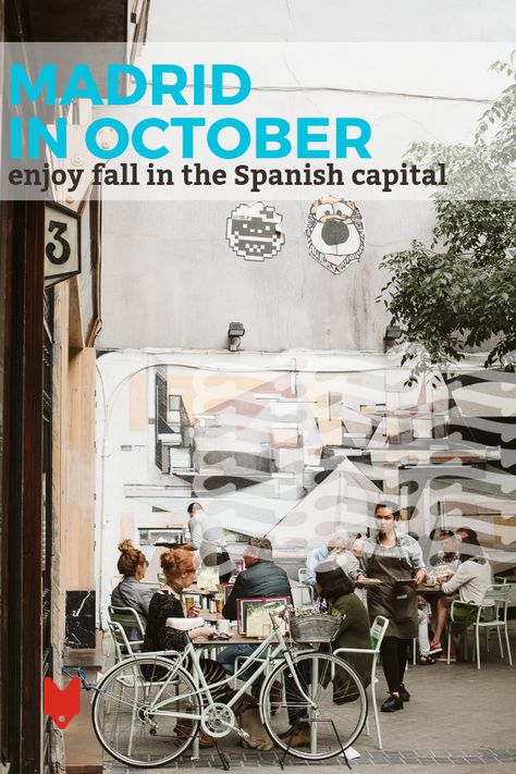 If you're not sure what to do in Madrid in October, we've got you covered. From cultural events to relaxing tapas to exploring the Rastro, here are some things to do! #Madrid #Spain #October #fall #autumn #tapas Madrid In October, Tapas Spain, Spain Travel Outfits, Madrid Spain Travel, Barcelona Spain Travel, Visit Madrid, Instagram Places, Madrid Travel, Spain Food