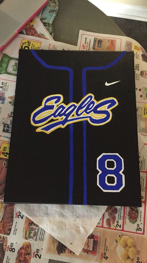 Baseball jersey canvas painting Canvas For Boyfriend, Basketball Painting, Baseball Painting, Baseball Canvas, Ball Painting, Sports Painting, Painting Canvases, Cute Canvas Paintings, Easy Canvas Art