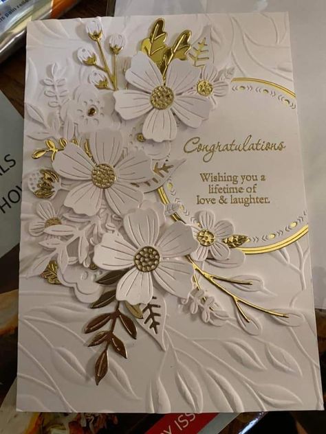 Spellbinders Wedding Cards, Stampin Up Valentine Cards 2024, Elegant Cards Handmade, Elegant Wedding Cards, Handmade Wedding Cards, Homemade Wedding Cards, Magical Flowers, Wedding Shower Cards, Anniversary Cards Handmade