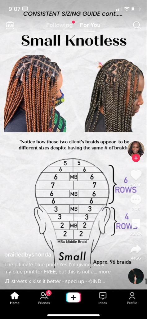 Braid Section Guide, Parting Grid For Braids, Small Knotless Box Braids Parting Guide, Small Knotless Parts Guide, Medium Knotless Braids Parting, Xs Knotless Braids Parting Guide, Braiding Chart, How To Section Hair For Box Braids, Hair Parts For Braids