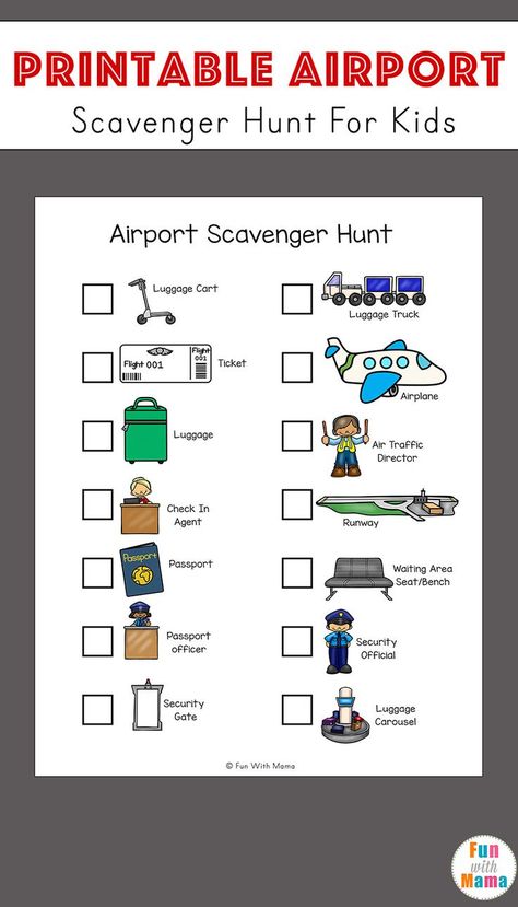 Airport Scavenger Hunt For Kids. Traveling with kids can be chaotic to say the least and now you can print out an easy activity for them to do while in the airport. Airport Scavenger Hunt, Kids Travel Activities, Airplane Activities, Flying With A Baby, Scavenger Hunt For Kids, Baby Travel, Toddler Travel, Airplane Travel, Easy Activities