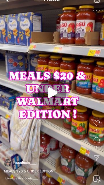 Its Nicole 🥀 on Instagram: "MEALS $20 & UNDER EDITION! 
.
.
.
.
.
#foodie #cheapmeals #explore #walmart #foodporn #itsnicole #itsnicoleskitchen #explorepage #viral #reels #follow #foodstagram #foodlover #chickenalfredo #meatballs #mashpotatoes #quesadilla" Cheap Healthy Meals From Walmart, Meals Under 5 Dollars, Walmart Cheap Meal Plans, Walmart Dinner Ideas, Meals Under 20$, Walmart Budget Meal Plan, Cheap Walmart Dinners, Dollar General Meals, Groceries Under $100