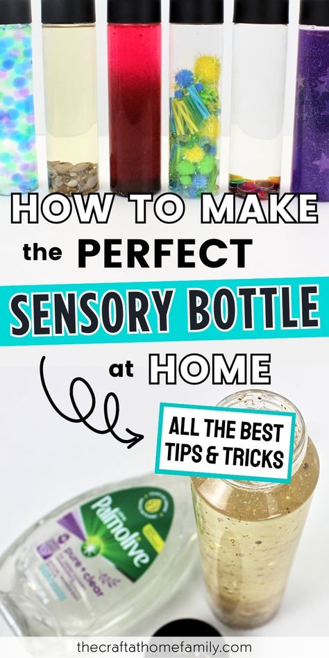 The ULTIMATE Guide to DIY Sensory Bottles Make Sensory Bottles, Calm Sensory Bottles, Baby Sensory Bottles, Diy Sensory Bottles, Sensory Bottles For Toddlers, Sensory Bottles Preschool, Homemade Sensory, Glitter Sensory Bottles, Calming Bottle