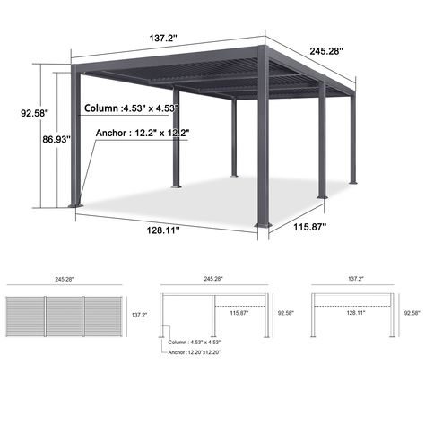 PURPLE LEAF Outdoor Louvered Pergola with Adjustable Metal Roof for Patio Pergola - Bed Bath & Beyond - 37456622 House Awnings, Patio Sun Shades, Shade Screen, Sun Shade Canopy, Pergola Curtains, Louvered Pergola, Grill Gazebo, Metal Carports, Hardtop Gazebo