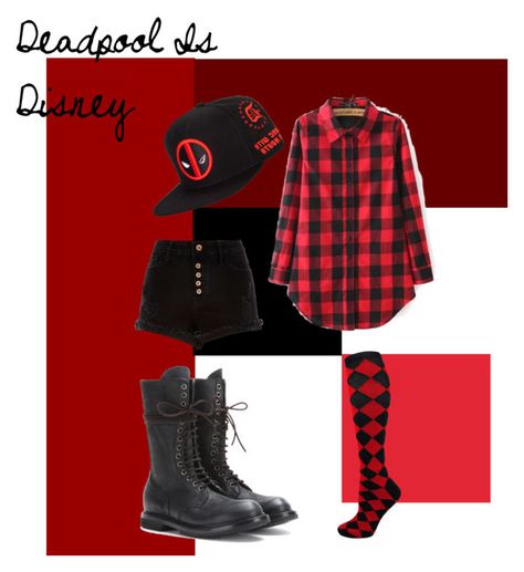 "Deadpool is Disney :3" by epiccannibalmorty on Polyvore featuring Rick Owens, River Island, red, kneehighs, disneybound, armyboots and deadpool Deadpool Disneybound, Deadpool Outfit Ideas, Wolverine Inspired Outfit, Deadpool Inspired Outfit, Deadpool Outfit, Disneybound Ideas, Princess Inspired Outfits, Dead Pool, Princess Inspired