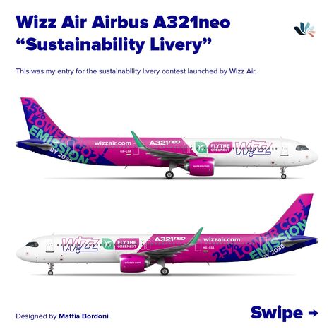 Wizz Air Airbus A321neo Sustainability Livery Contest on Behance Airplane Livery Design, Wizz Air, Livery Design, Air Craft, Graphic Design Illustration, Design Illustration, Product Design, Airlines, Adobe Photoshop