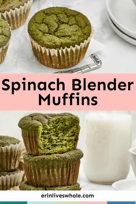 When it comes to these Spinach Banana Blender Muffins, it's easy to load your morning meal with plant power. Ready in less than 30 minutes! GF, DF, VG! Spinach Blender Muffins, Tahini Banana Bread, Simple Healthy Breakfast Recipes, Whole Recipes, Erin Lives Whole, Simple Healthy Breakfast, Date Muffins, Spinach Muffins, Muffin Flavors