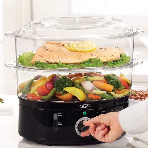 LittleThings.com : 12. Stackable Baskets Food Steamer, $29.74 : 16 Small Kitchen Appliances You Never Knew Existed But Now Can't Live Without -- Steam meat, fish, and veggies all at once for a super-healthy dinner using this stackable food steamer. Buy it on Amazon for $29.74. Electric Food Steamer, Stackable Baskets, Food Steamers, Food Steamer, Stuffing Casserole, Steam Recipes, Steamer Recipes, Steam Cooking, Electric Foods