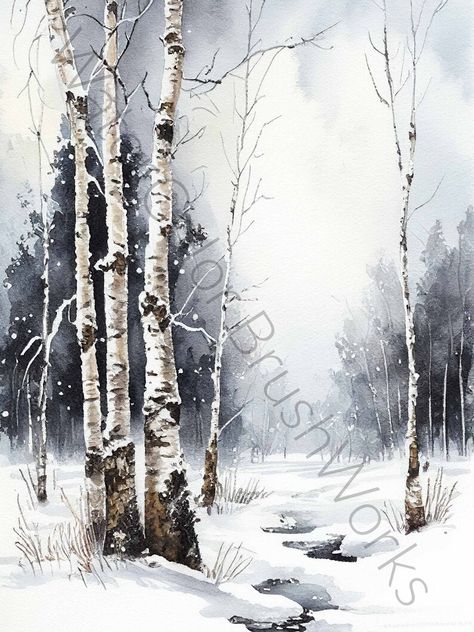 Watercolor Birch Tree Painting Printable Art Wall Poster Watercolour Art Nature Painting Digital Download Art Gift Rustic Home Decor 139 - Etsy Art Nature Painting, Birch Tree Painting, Birch Branches, Painting Printable, Digital Download Art, Nature Painting, Birch Trees, Watercolour Art, Nature Art Painting