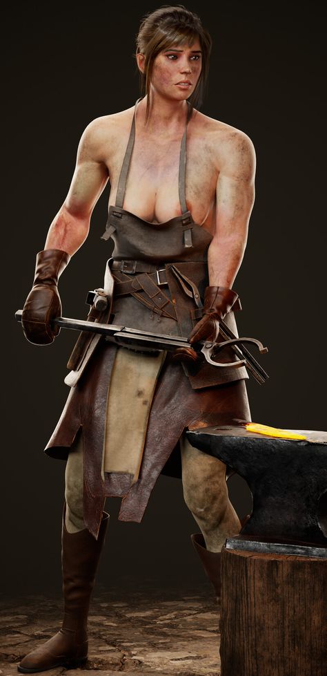 ArtStation - Blacksmith (100), John A Carbon Dnd Elves, Viking Character, Zbrush Character, Female Artwork, Fallout Art, Cartoon House, Female Character Concept, Warhammer Art, Cyberpunk Character