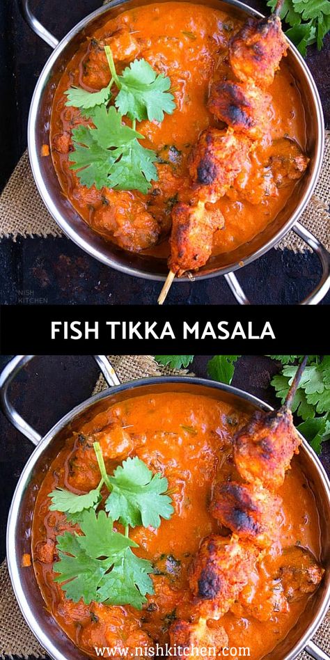 FISH TIKKA MASALA Masala Fish Recipes, Shrimp Tikka Masala, Fish Tikka, Tikki Masala, Flounder Fish Recipes, Masala Fish, Tikka Masala Sauce, Indian Meal, Tikka Recipe