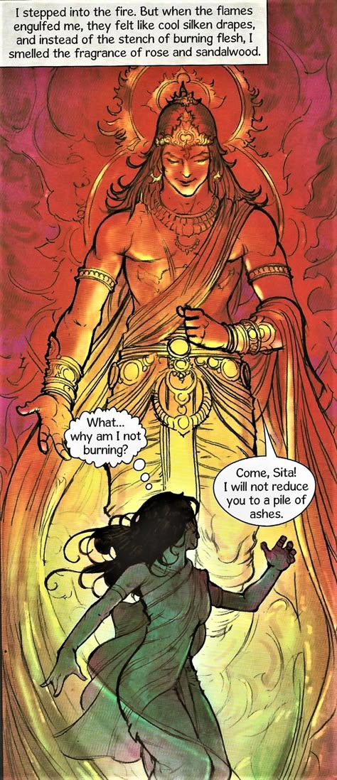 A comic strip from Sita Daughter of the Earth Sita Hindu Goddess, Indian Gods Drawing Hindu Art, Indian Mythology Illustration, Indian Comic Art, Sita Illustration, Ram Sita Drawing, Sita Drawing, Sita Rama, Rama Sita