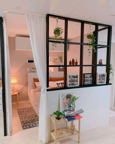 Studio Apartment Living, Studio Apartment Divider, Deco Studio, Small Apartment Design, Studio Apartment Ideas, Diy Patio Furniture Cheap, Small Room Design, Room Renovation, Tiny Apartment