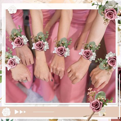 Elegant but simple wedding corsage for bridesmaids, mother of the bride, mother of the groom and any other special lady at your wedding. Mauve Corsage, Wrist Corsage Wedding Mothers, Dusty Rose Corsage And Boutonniere, Corsage Wedding Mother Pin On, Pinned Corsage Wedding Mothers, Rustic Wedding Corsages For Mothers, Corsage Wedding Mother, Wrist Corsage Wedding, Wrist Corsage Prom