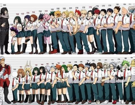 Class 1 A Height, My Hero Academia Class 1-b, Mha Characters Height, Mha Hight, Mha Hight Scale, Mha Height Chart, Mha Students, U.a Uniform Bnha, Erin Clover