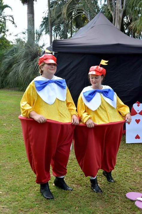 Mad Hatter's Tea Party Tweedle Dee and Tweedle Dum Tweedledee And Tweedledum Costume, Alice In Wonderland Musical, Tweedle Dee And Tweedle Dum, Tweedle Dee Tweedle Dum, Halloween Alice In Wonderland, Halloween Tea Party, Alice In Wonderland Diy, Tweedle Dum, Alice Costume