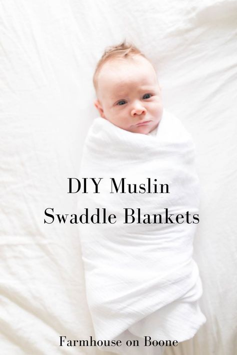 Diy Swaddle Blanket, Swaddle Blanket Pattern, Swaddle Blanket Size, Blanket Sewing, Farmhouse On Boone, Newborn Swaddle Set, Newborn Swaddle Blanket, Diy Baby Blanket, Baby Essentials Newborn