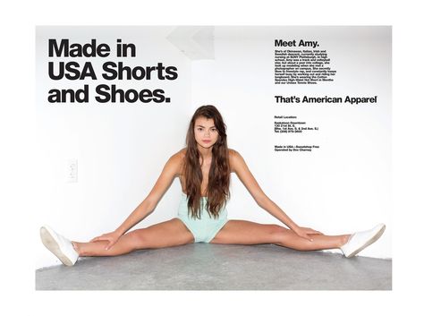 Made in USA Shorts and Shoes by #AmericanApparel #ads #advertisements American Apparel Ad, Objectification Of Women, High School Kids, Usa Shorts, Freestyle Rap, Poster Ads, Real Girls, Advertising Campaign, Ad Campaign