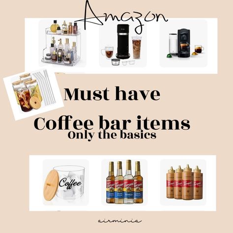 Coffee , coffee bar , organizer , glasses , iced coffee , home , home decor Coffee Bar Must Haves, Cute Glass Cups, At Home Bar, Soda Bar, Over Night, Bar Supplies, Glass Cups, Bar Drinks, The Vibe