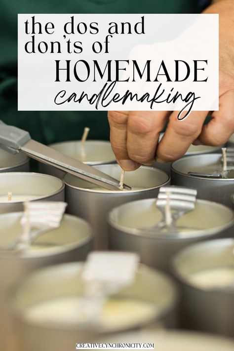 The Dos and Don’ts of Homemade Candle-Making Homemade Wood Wick Candles, Making Candles For Beginners, Homemade Candles Christmas Gift, How To Make The Best Candles, How To Make Candles To Sell, Make Own Candles, Basic Candle Making, Candle Making 101, Homemade Non Toxic Candles