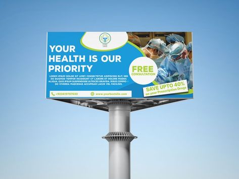 A billboard Design for hospital Creative Billboard Design Ideas, Hoarding Design, Advertising Graphic Design, Billboard Design, Graphic Design Adobe, Adobe Photoshop, Photoshop, Graphic Design, Design