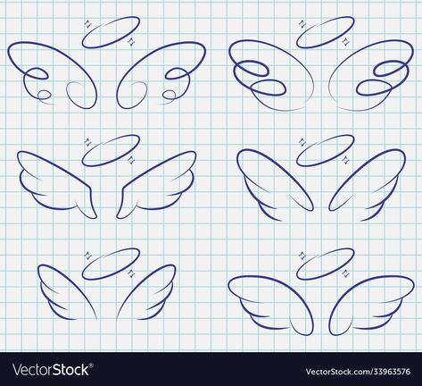 How To Draw Angel Wings Easy, Angel Wings Cartoon, Angel Wings Easy, Angel Wings With Halo, Cute Angel Wings, Halo Drawings, Angel Wings Drawing, Angel Halo, Stocking Ideas