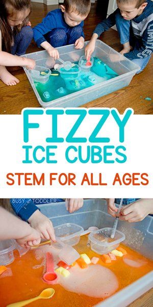 Fizzy Ice Cubes: Kids Science Experiment - Busy Toddler Kids Science Experiment, Science Activities For Toddlers, Science Activity For Kids, Pencil Sign, Vetenskapliga Experiment, Science Experiments Kids Preschool, Easy Stem, Toddler Science Experiments, Science For Toddlers