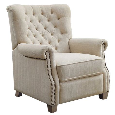 Better Homes & Garden Tufted Push Back Recliner, Upholstered, Multiple Colors - Walmart.com Chair Reupholster, Siding House, Shaker Siding, Button Tufted Chair, Nursery Rocker, Manual Recliner Chair, White Interiors, Reclining Loveseat, Tufted Chair