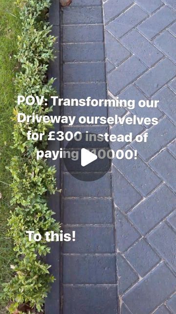 Kirsty Gore on Instagram: "Driveway transformation! Morning! I’ve had so many questions on stories about our driveway -I’ve made a reel for you explaining what we did to transform it. Honestly I wasn’t sure how it would turn out but I’m so pleased with the result. We actually didn’t mind our driveway except for the colour of the block paving and we were quoted £10000 by a couple of people and for us it just wasn’t worth the money for us. I know money is tight for a lot of people so I wanted t Painted Brick Driveway, Front Yard And Driveway Ideas, Diy Driveway Landscaping, Tarmac Driveway Ideas Uk, Cheap Front Garden Ideas, Cheap Diy Driveway Ideas, Budget Driveway Ideas, Block Paving Garden Ideas, Driveway Makeover Before After