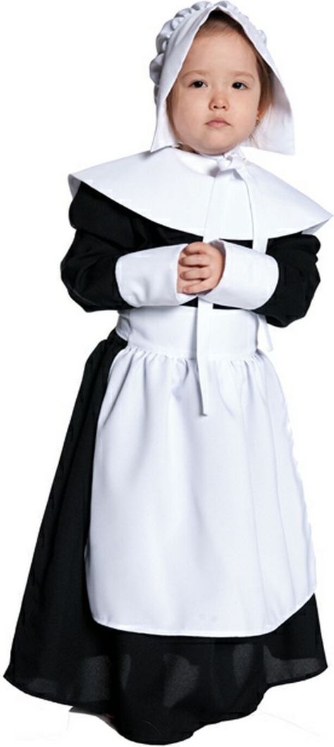 Pilgrim Girl Kids Costume - #Girls #Pilgrim #Costumes Pilgrim Bonnet, Pilgrim Outfit, Pilgrim Costume, Dress With Apron, Pageant Costumes, Kids Costumes Girls, Full Length Dress, Costume Shop, Complete Outfits