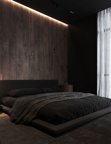 Black Modern Interior, Dope Rooms, Black Bedroom Design, Black Bedroom Decor, Luxury Bedroom Decor, Black Interior Design, Black Bedroom, Office Set, Room Ideas Bedroom