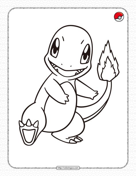 Charmander Outline, Charmander Coloring Page, Pokemon Snorlax, Pikachu Coloring Page, Pokemon Mewtwo, Pokemon Charmander, Pokemon Tattoo, Pokemon Coloring Pages, Pokemon Eevee