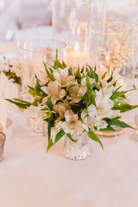 Rustic Wedding Alstromeria Centerpiece, Alstroemeria Centerpiece, Alstroemeria Wedding, Cocktail Engagement Party, Farm Wedding Reception, Small Centerpieces, Rustic Wedding Table, Engagement Party Wedding, Bridal Shower Cakes