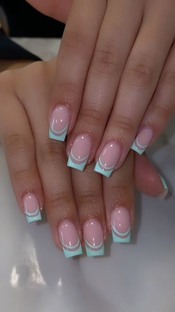 Rounded Acrylic Nails, Mint Nails, Manikur Kuku, Nagel Tips, Girly Acrylic Nails, Work Nails, French Tip Acrylic Nails, Simple Acrylic Nails, Glow Nails