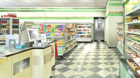 Anime Convience Store, Gacha Shop Background, Anime Grocery Store Background, Anime Shop Background, Diary Writing Ideas Creative, Supermarket Background, Corner Art, Store Background, Shop Background