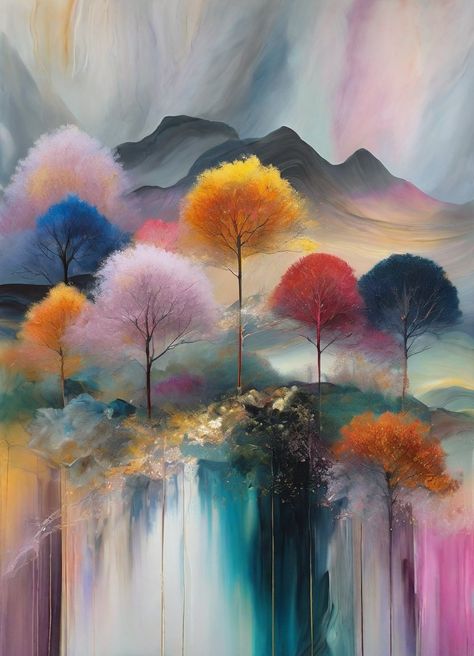 Sonia Lera Preston - Selection between opposites Acrylic Nature Painting, Loose Watercolor Paintings, Art Painting Acrylic, Painting Art Projects, Diy Art Painting, Tree Art, Painting Inspiration, Art Pictures, Art Works