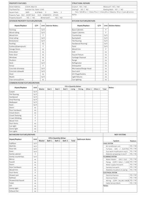 Remodeling Checklist, Rehab House, House Checklist, Scope Of Work, Inspection Checklist, Spreadsheet Template, Checklist Template, Flipping Houses, Home Inspection