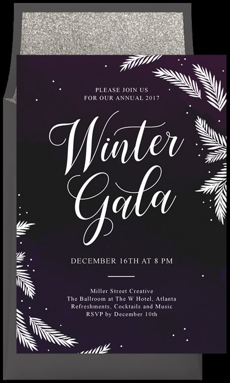 Deep Color Palette, Winter Wonderland Christmas Party, Winter Gala, Gala Invitation, Winter Invitations, End Of Year Party, Pine Boughs, Art In The Park, Gala Design