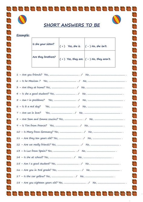 Short answers TO BE - English ESL Worksheets for distance learning and physical classrooms Taboo Cards, Decimal Multiplication, Verbo To Be, Verb To Be, Modal Verbs, Reading Cards, English Grammar Exercises, Abc Worksheets, Esl Teaching Resources