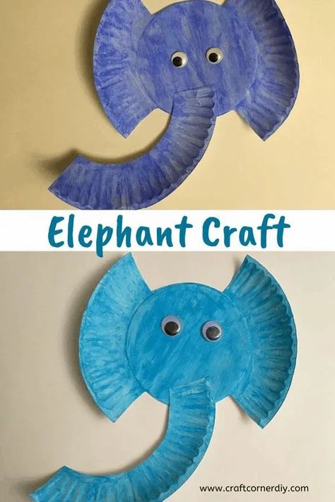 Elephant Craft, Zoo Crafts, Elephant Crafts, Toddler Arts And Crafts, Preschool Art Activities, Puffy Paint, Animal Crafts For Kids, Daycare Crafts, Paper Plate Crafts