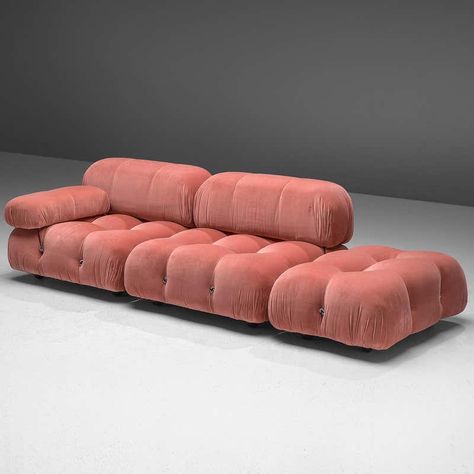 For Sale on 1stdibs - Mario Bellini, modular 'Cameleonda' sofa in pink fabric, Italy, 1972. The sectional elements of this sofa can be used freely and apart from one another. Sofa Design Ideas, Modular Couch, Modular Lounges, Modern Sofa Sectional, Beautiful Sofas, Plywood Furniture, Lounge Sofa, Bellini, Interior Furniture