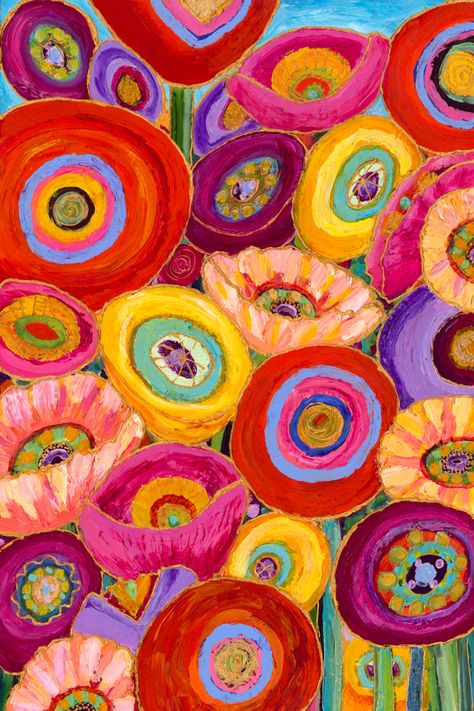 Flower Art Painting Abstract, Paintings Of Flowers, Flowers And Animals, Art Painting Abstract, Whimsical Art Paintings, Canvas For Beginners, Abstract Flower Art, Soyut Sanat Tabloları, Abstract Flower Painting